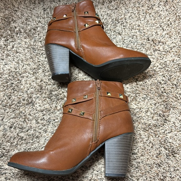 Cato Brown Ankle Boots with Gold Accents - Picture 6 of 11